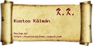Kustos Kálmán névjegykártya